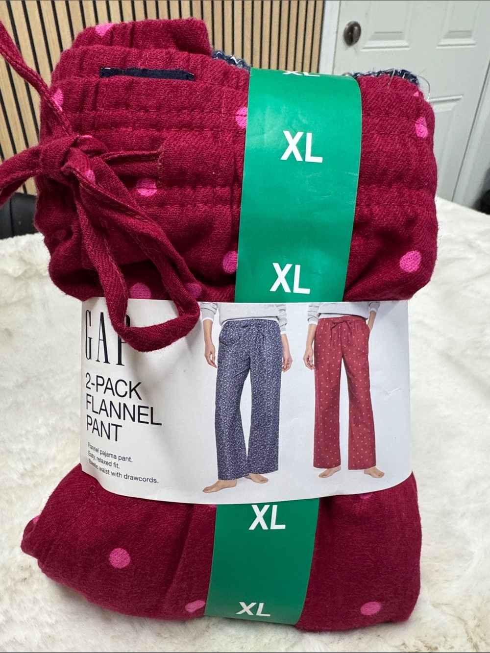 GAP Kids Burgundy Pink Polka Dot Flannel Pajama Pants - 2-Pack (XL)